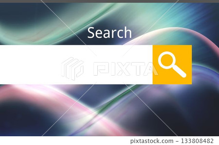 Search bar is appearing in flat UI with white search input, yellow search button, wave background Search bar is appearing in flat UI with white search input, yellow search button, wave background 133808482