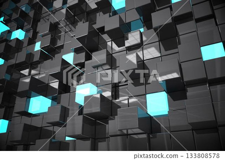 Blue and black tile design 133808578