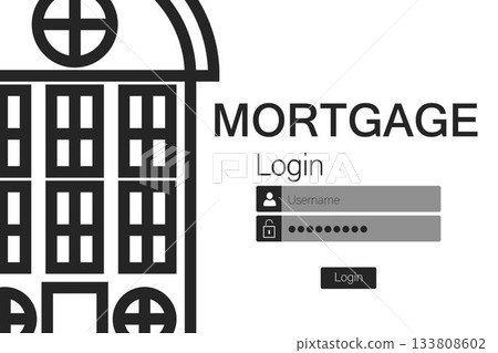 Digital image of icon with mortgage text 133808602