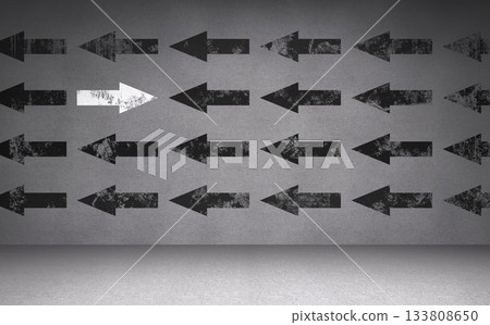 Black and white arrows on wall Black and white arrows on wall 133808650