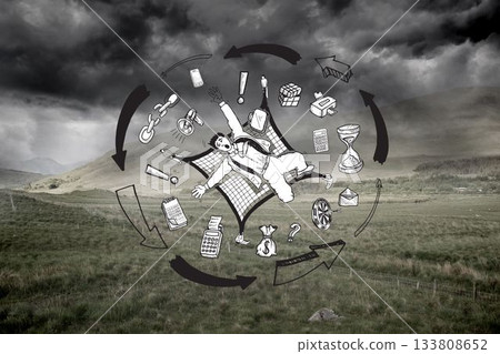 Business graphic on stormy background 133808652