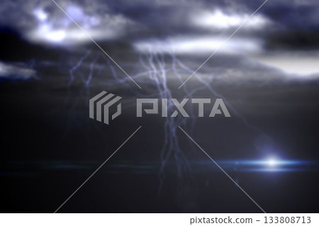Forked lightning against cloudy sky 133808713