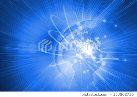 Shiny futuristic sphere on blue background 133808736