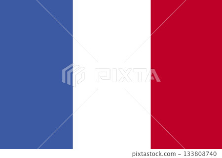 Flat illustration showing French flag filling frame with blue white red stripes, clear background 133808740