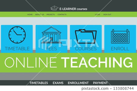 Computer graphic image of e-learning interface on screen 133808744