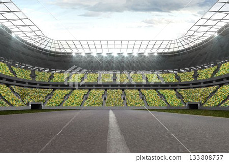 Illustration of stadium against cloudy-sky Illustration of stadium against cloudy-sky 133808757