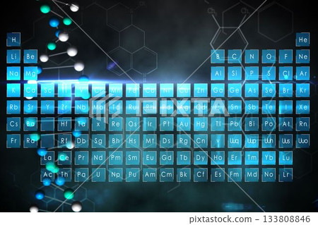 Blue periodic tablet with DNA strand Blue periodic tablet with DNA strand 133808846