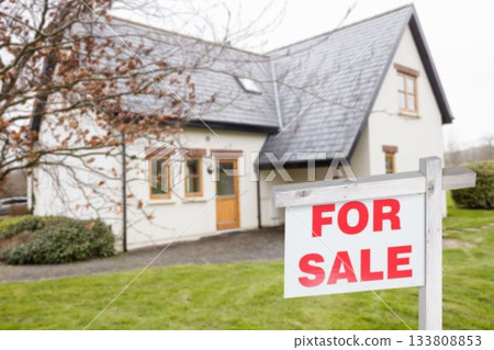 Residential structure with for sale signboard 133808853