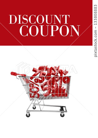 Flat design is featuring shopping cart filled with red 3D discount coupons under header banner Flat design is featuring shopping cart filled with red 3D discount coupons under header banner 133808883
