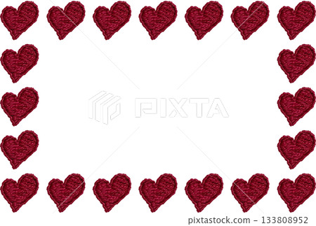 [Heart horizontal frame] Hand embroidery illustration material 133808952