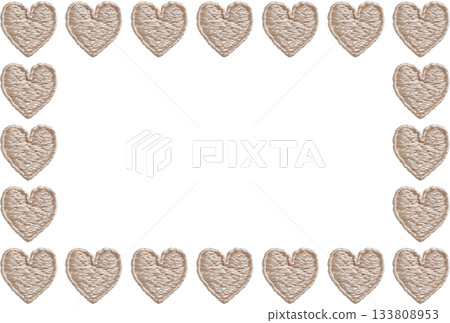 [Heart horizontal frame] Hand embroidery illustration material 133808953