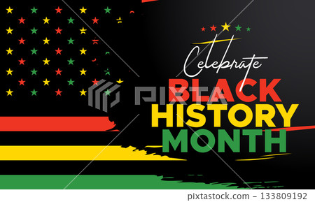 Black History Month celebrated. February national black history month African American vector illustration Template for background, banner, card, poster with text inscription 133809192