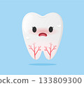 Tooth Cartoon Showing Root Pain and Sensitivity Symptom 133809300