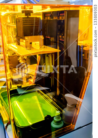 3d resin printer in interior showroom 133809303