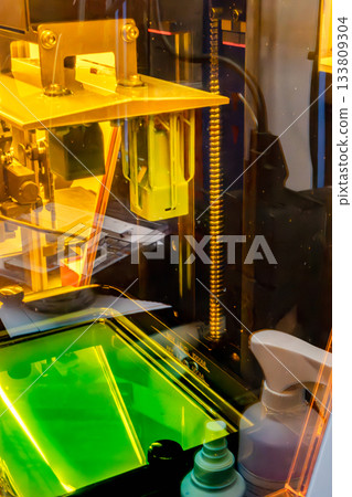 3d resin printer in interior showroom 133809304