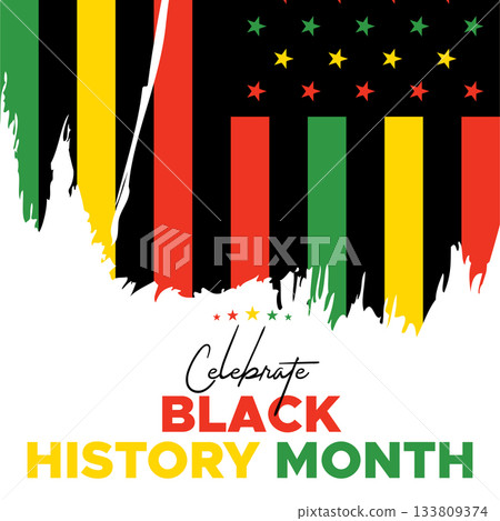 Black History Month celebrated. February national black history month African American vector illustration Template for background, banner, card, poster with text inscription 133809374