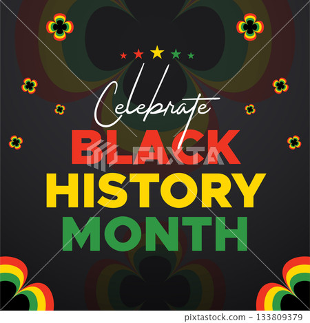 Black History Month celebrated. February national black history month African American vector illustration Template for background, banner, card, poster with text inscription 133809379