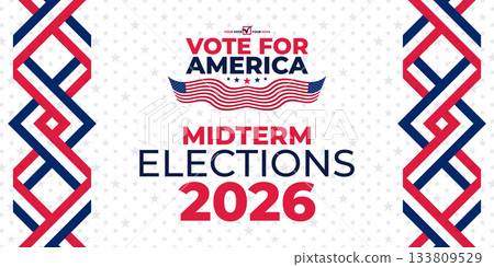 Vote for America Midterm Elections 2026 Ribbon Pattern Patriotic Banner Art Vote for America Midterm Elections 2026 Ribbon Pattern Patriotic Banner Art 133809529
