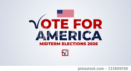 Vote for America 2026 Midterm Election Banner with Modern Patriotic Elements 133809598