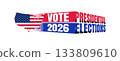 Vote 2026 Presidential Elections Banner with Curved Flag and Bold Typography 133809610