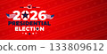 2026 Presidential Election Banner with Dramatic Red Lines and Patriotic Style 133809612