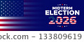 Midterm Election 2026 Banner with Horizontal Flag Bars and Patriotic Colors 133809619