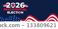 2026 Presidential Election Banner with Wavy Red Lines and Bold Typography 133809621