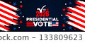 2026 Vote Banner with Bright Flag Pattern and Patriotic Red White Blue Style 133809623