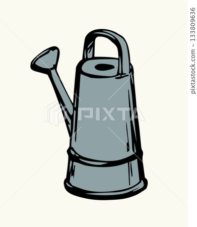 Vector drawing. Garden watering can Vector drawing. Garden watering can 133809636