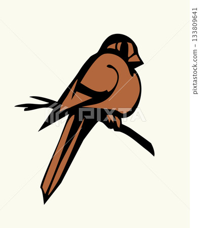 Vector drawing. Tit on white sky backdrop. Vector drawing. Tit on white sky backdrop. 133809641