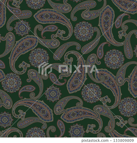 佩斯利圖案非常適合紡織品和背景， 133809809