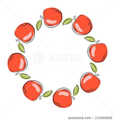 Apple red wreath in flat style isolated on a white background. Apple red wreath in flat style isolated on a white background. 133809888