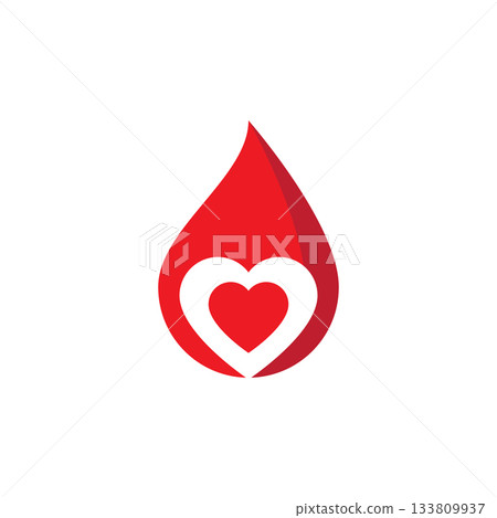 Blood drop and heart Blood drop and heart 133809937
