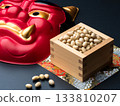 Still life image of Setsubun bean throwing and red demon mask 133810207