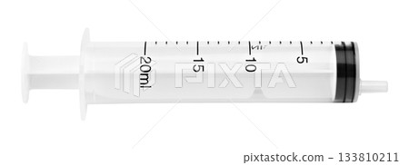 Medical syringe for injection isolated on white background 133810211