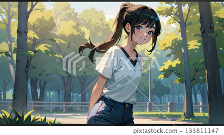 Girl in autumn park 133811147