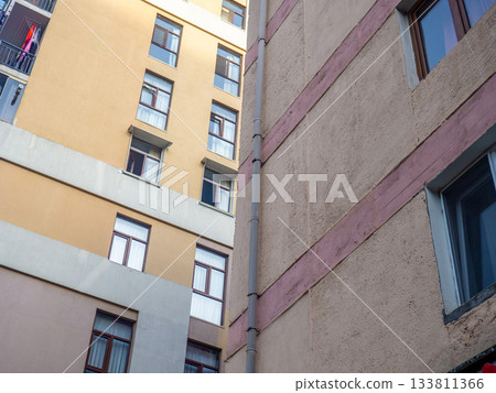 Facade of buildings in Batumi.  Housing of local people in Georgia 133811366