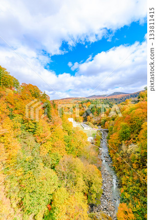 從秋田縣仙北市玉川溫泉橋上看到的秋景 從秋田縣仙北市玉川溫泉橋上看到的秋景 133811415