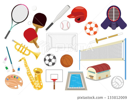 Club activity item illustration set Club activity item illustration set 133812009