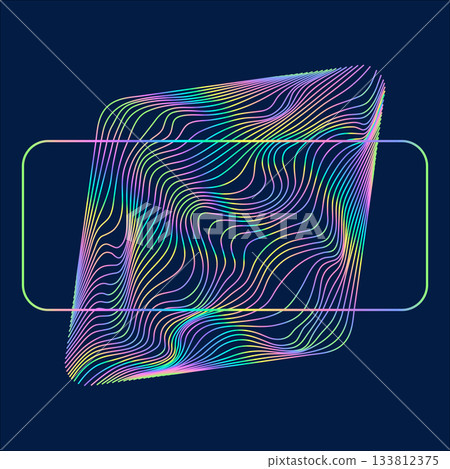 Particles and wavy lines in shape. Linear wave style. Particles and wavy lines in shape. Linear wave style. 133812375