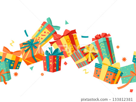 Seamless pattern with gift boxes. Colorful presents for celebration, discounts or promotions. Seamless pattern with gift boxes. Colorful presents for celebration, discounts or promotions. 133812381