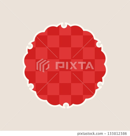 Japanese style frame pattern, yellow, snowflakes, white background, vector png 133812386