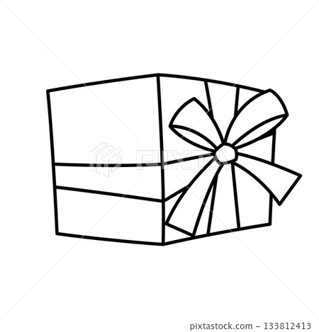Illustration of gift box. Black line presents gift boxes for celebration, discounts or promotions. Illustration of gift box. Black line presents gift boxes for celebration, discounts or promotions. 133812413