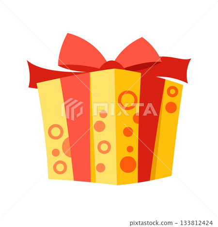 Illustration of gift box. Colorful present for celebration, discount or promotion. Illustration of gift box. Colorful present for celebration, discount or promotion. 133812424