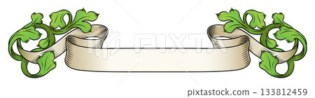 Scroll Crest Heraldic Filigree Pattern Motif 133812459