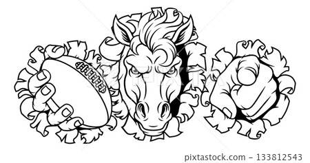 Horse Mustang Stallion Football Sports Team Mascot 133812543