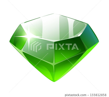 Cartoon casino gambling game jewel gem for jackpot lucky combination, vector icon. Casino slot machine or poker lucky spin gamble game icon of green emerald gemstone jewel for prize win 133812858