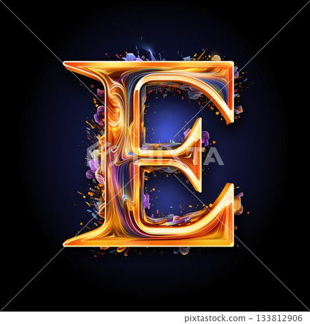 E letter in the form of a colorful explosion. Vector illustration. E letter in the form of a colorful explosion. Vector illustration. 133812906