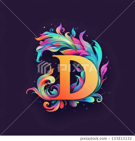 D letter logo with colorful splash and swirls. Vector illustration. D letter logo with colorful splash and swirls. Vector illustration. 133813132