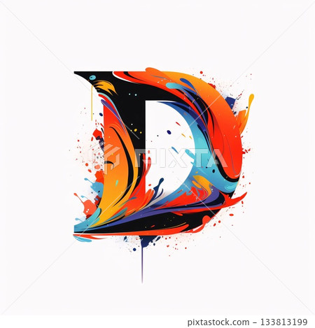 Colorful Grunge D letter with paint splashes and blots Colorful Grunge D letter with paint splashes and blots 133813199